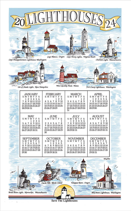 2024 Lighthouses Calendar Towel
