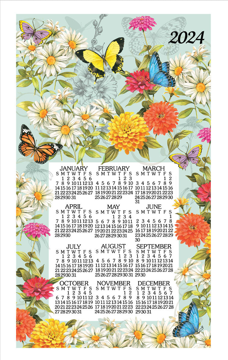 2024 BUTTERFLIES Calendar Towel