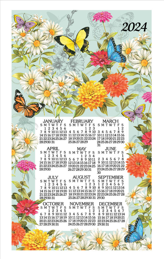 2024 BUTTERFLIES Calendar Towel