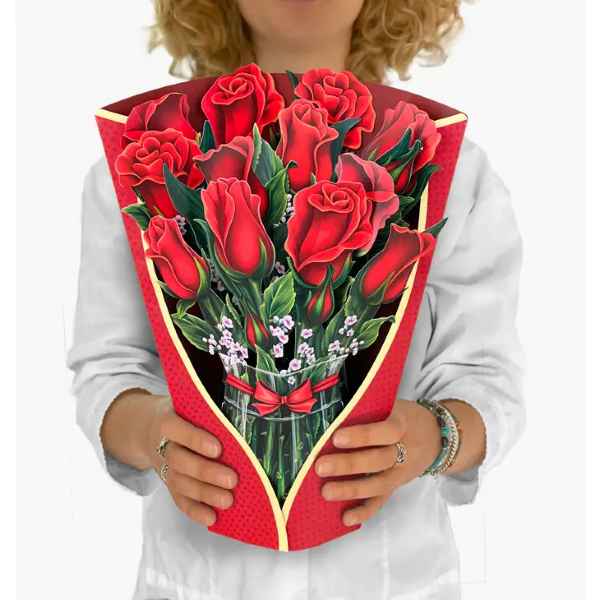 RED ROSES Bouquet Pop Up Card