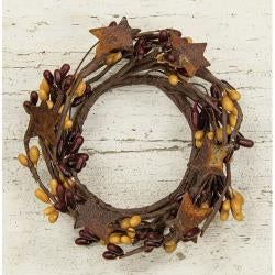 2" Burg/Gold Pip & Star Ring