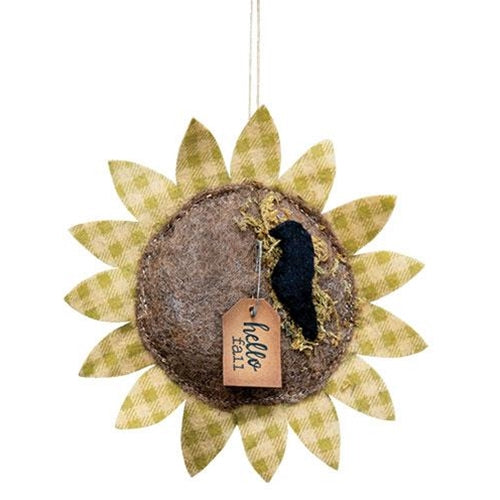 HELLO FALL FELT SUNFLOWER ORNAMENT