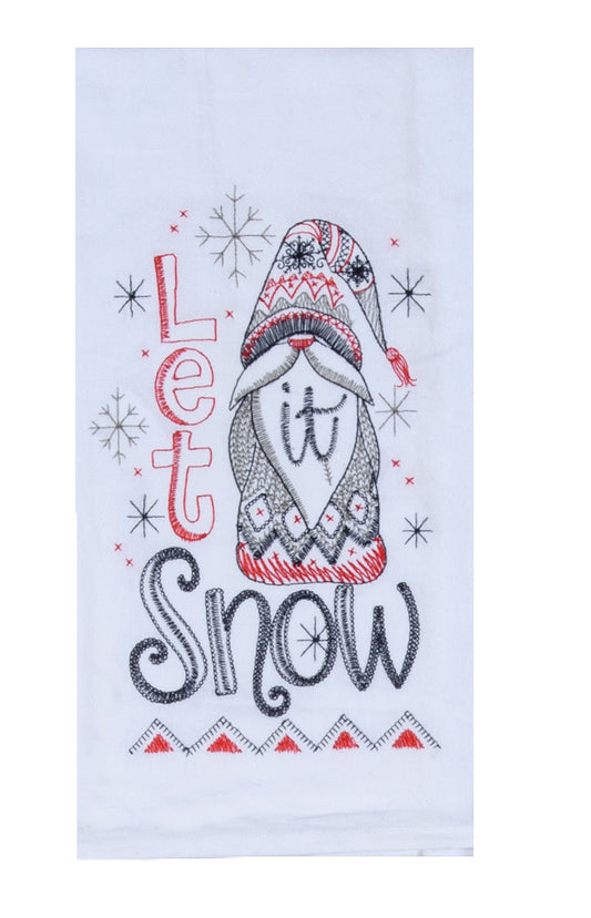 GNOMES LET IT SNOW EMB FS TOWEL