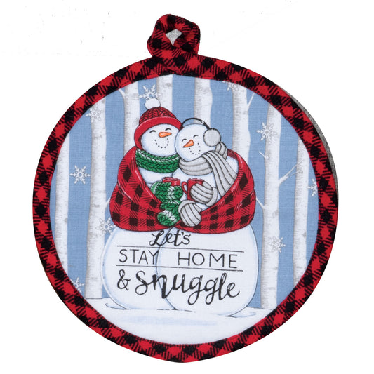Stay Home and Snuggle Snowman Potholder