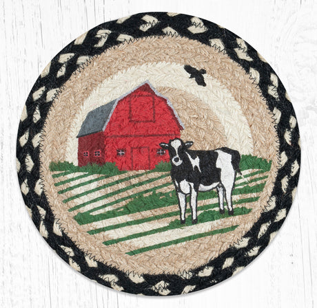 Red Barn With Cow 10" Trivet