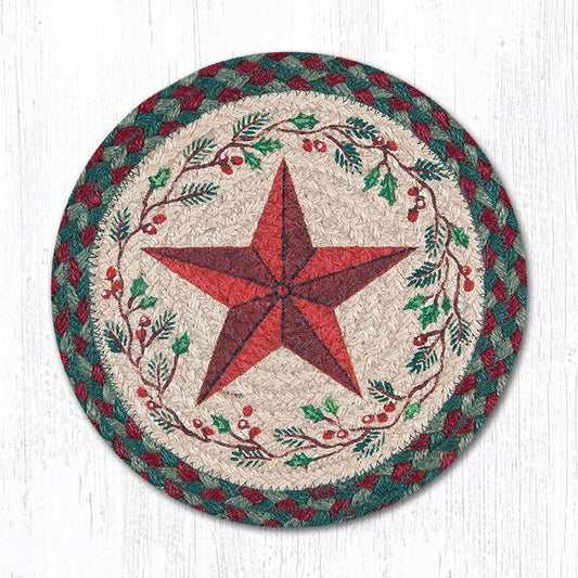HOLIDAY BARN STAR 10" JUTE TRIVET