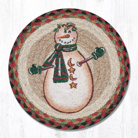 MOON AND STAR SNOWMAN 10" JUTE TRIVET