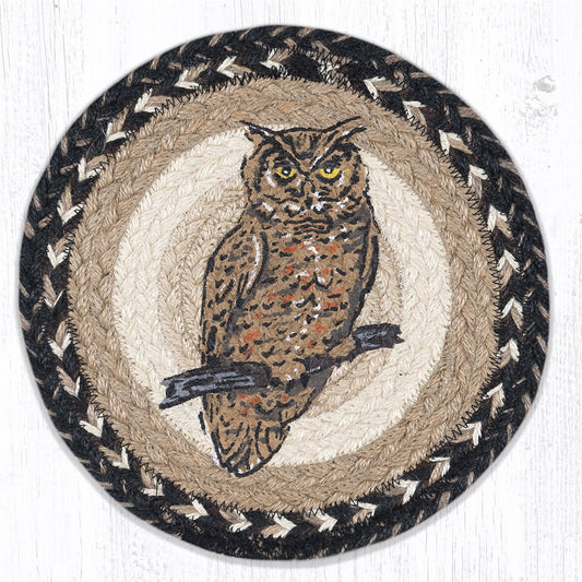 BLACK OWL 10" JUTE TRIVET