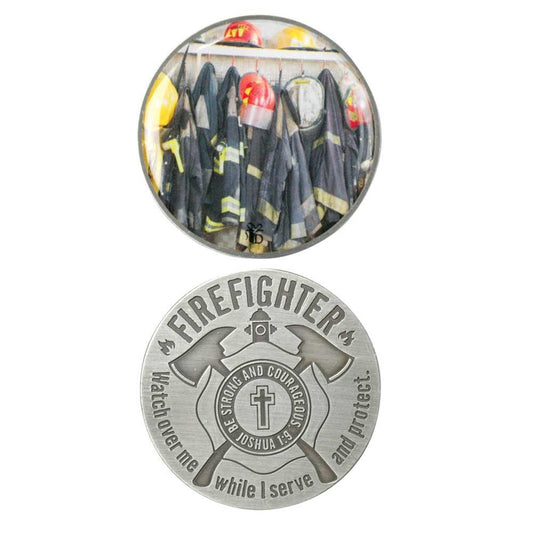 Firefighter Metal Pocket Stone