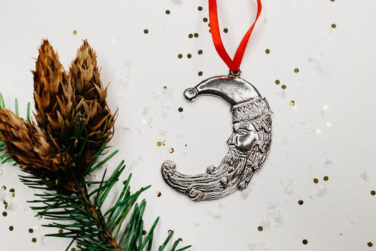 SANTA MOON PEWTER ORNAMENT