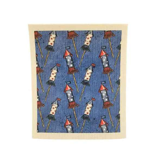 4TH OF JULY FIREWORKS Swedish Dishcloth