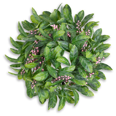 Pink Magnolia Leaves Wreath 11"