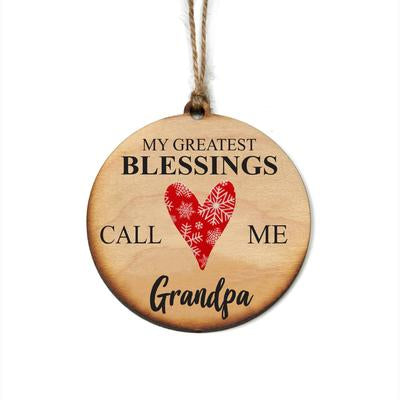 GRANDPA WOODEN CHRISTMAS ORN