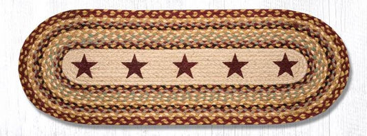 13X36 Burgundy Stars Jute Runner