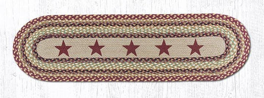 13X48 Burgundy Stars Jute Runner