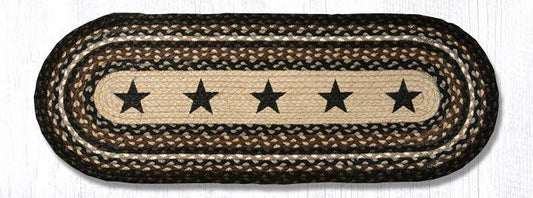 13X36 Black Stars Jute Runner