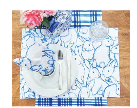 Blue Bunny & Plaid Placemat 14X20