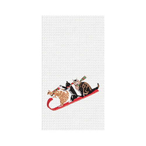Cats Sledding Waffle Towel