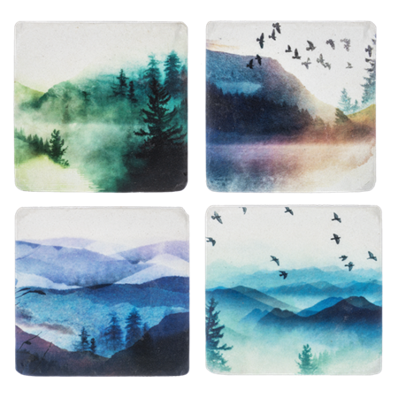 Watercolor Landscape Coaster Set