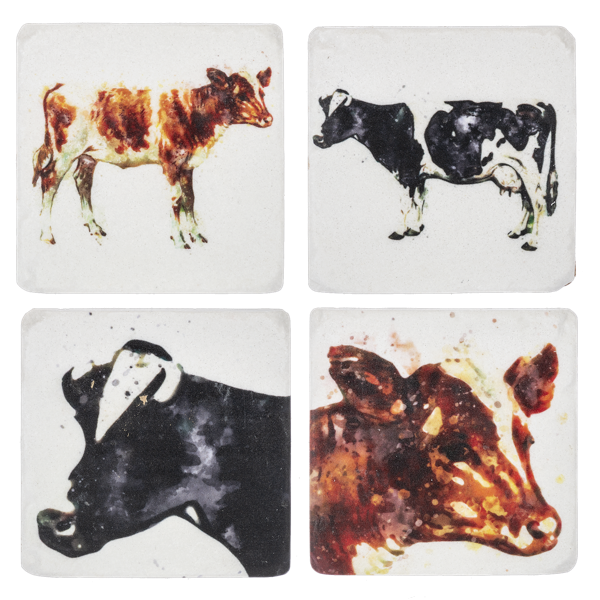 Watercolor Cow Coaster Set
