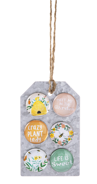 BEE FLOWER MAGNETS SET OF 6
