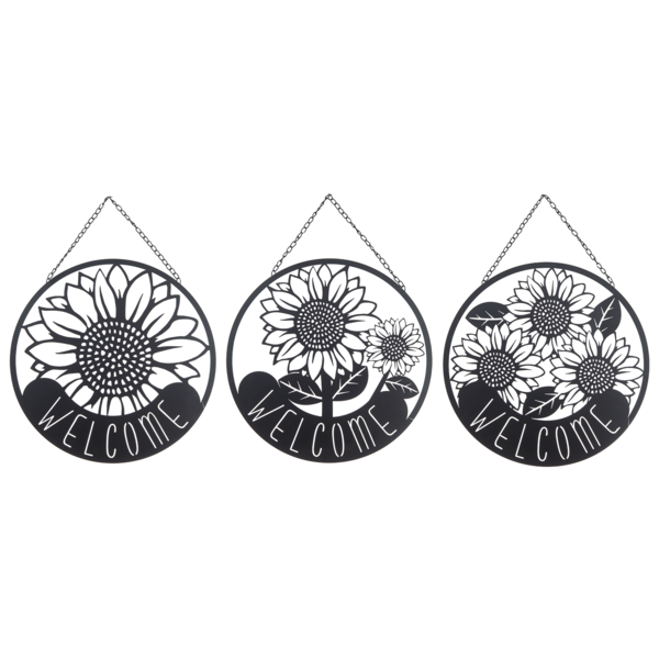Round Lasercut Welcome Sunflower