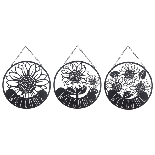 Round Lasercut Welcome Sunflower