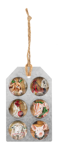 Farm Animal Christmas Magnet Set of 6