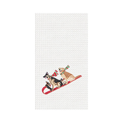 Dogs Sledding Waffle Towel