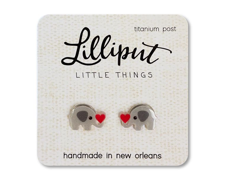 Elephant With Heart Earrings