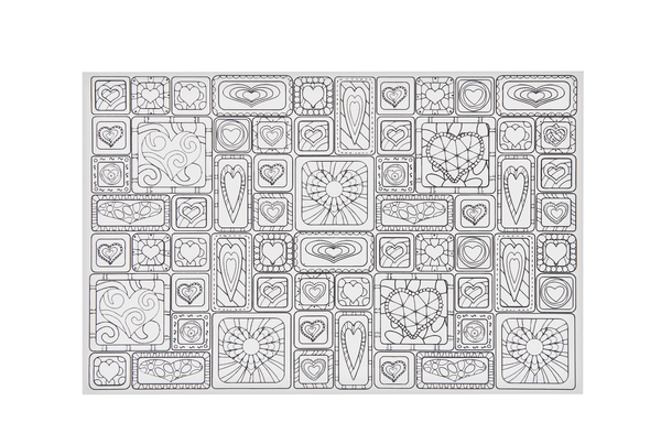 HEARTS Coloring Postcard