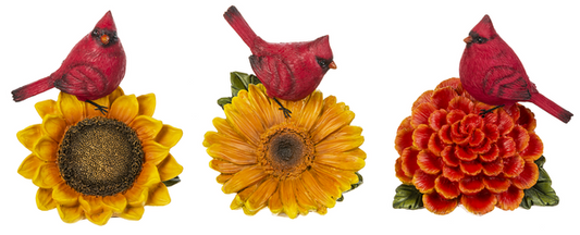 Cardinal On Flower Figurine