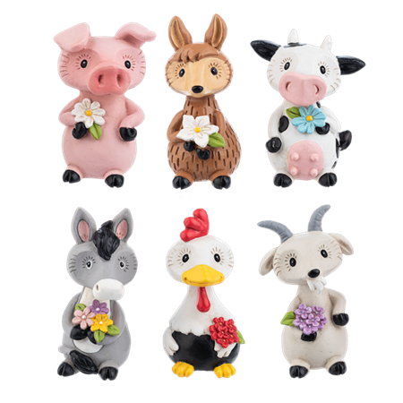 Funny Farm Animal Figurine - Asst