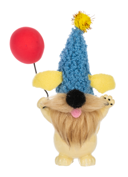 Blue Hat Dog Gnome Figurine