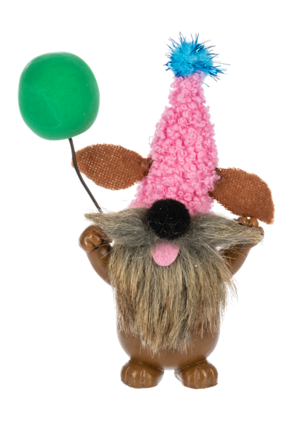 Pink Hat Dog Gnome Figurine