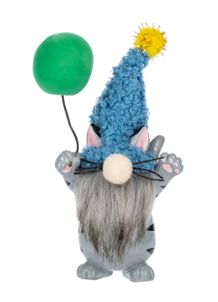 Blue Hat Cat Gnome Figurine