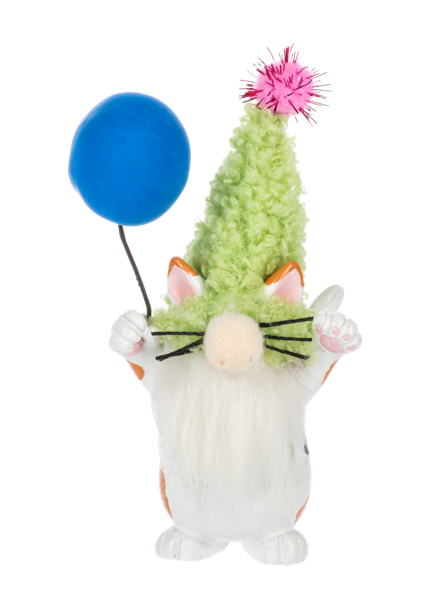 Green Hat Cat Gnome Figurine