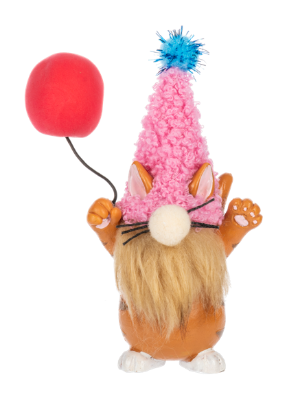 Pink Hat Cat Gnome Figurine