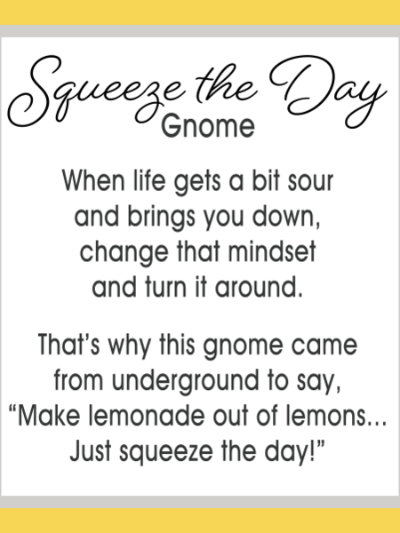 SQUEEZE THE DAY LEMON MINI GNOME