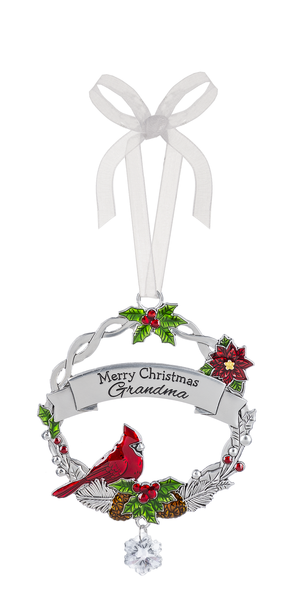 Grandma Cardinal Wreath Orn