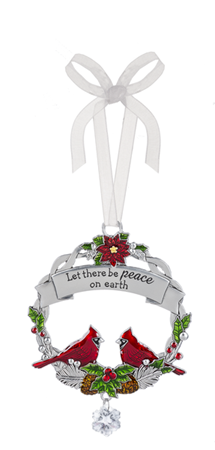 Peace On Earth Cardinal Wreath Ornament