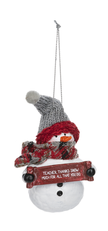 Teacher Thanks Snowman Ornament