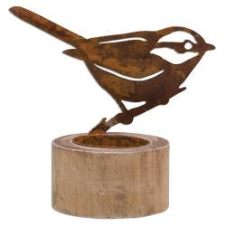 4" RUSTY BIRD TEALIGHT HOLDER