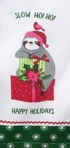 *Sloth Slow Ho Ho Emb Tea Towel