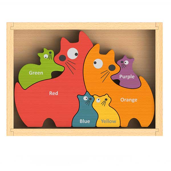 Cat Family Bilingual Color Puzzle