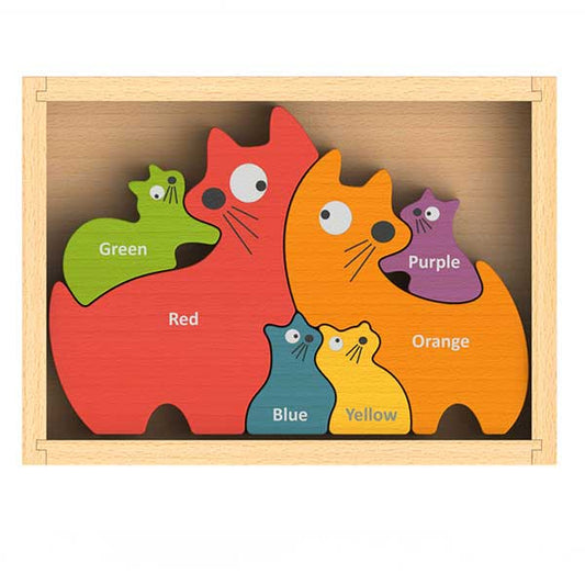 Cat Family Bilingual Color Puzzle