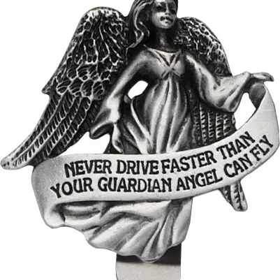 Never Drive Faster Angel Visor Clip