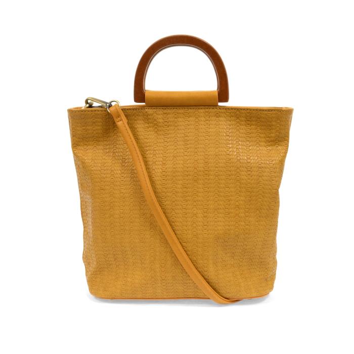 Tawny Brown Woven Wood Handle Tote