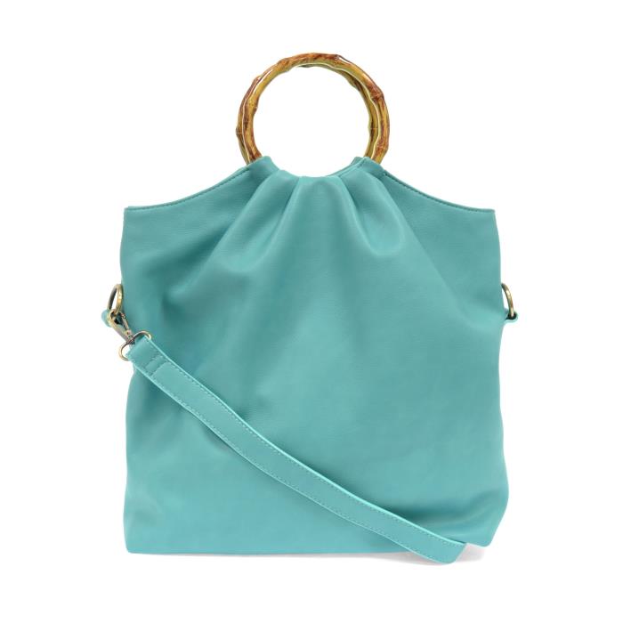 Aqua Stacey Bamboo Fold Over Tote Bag