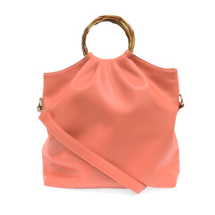 Coral Stacey Bamboo Fold Over Tote Bag